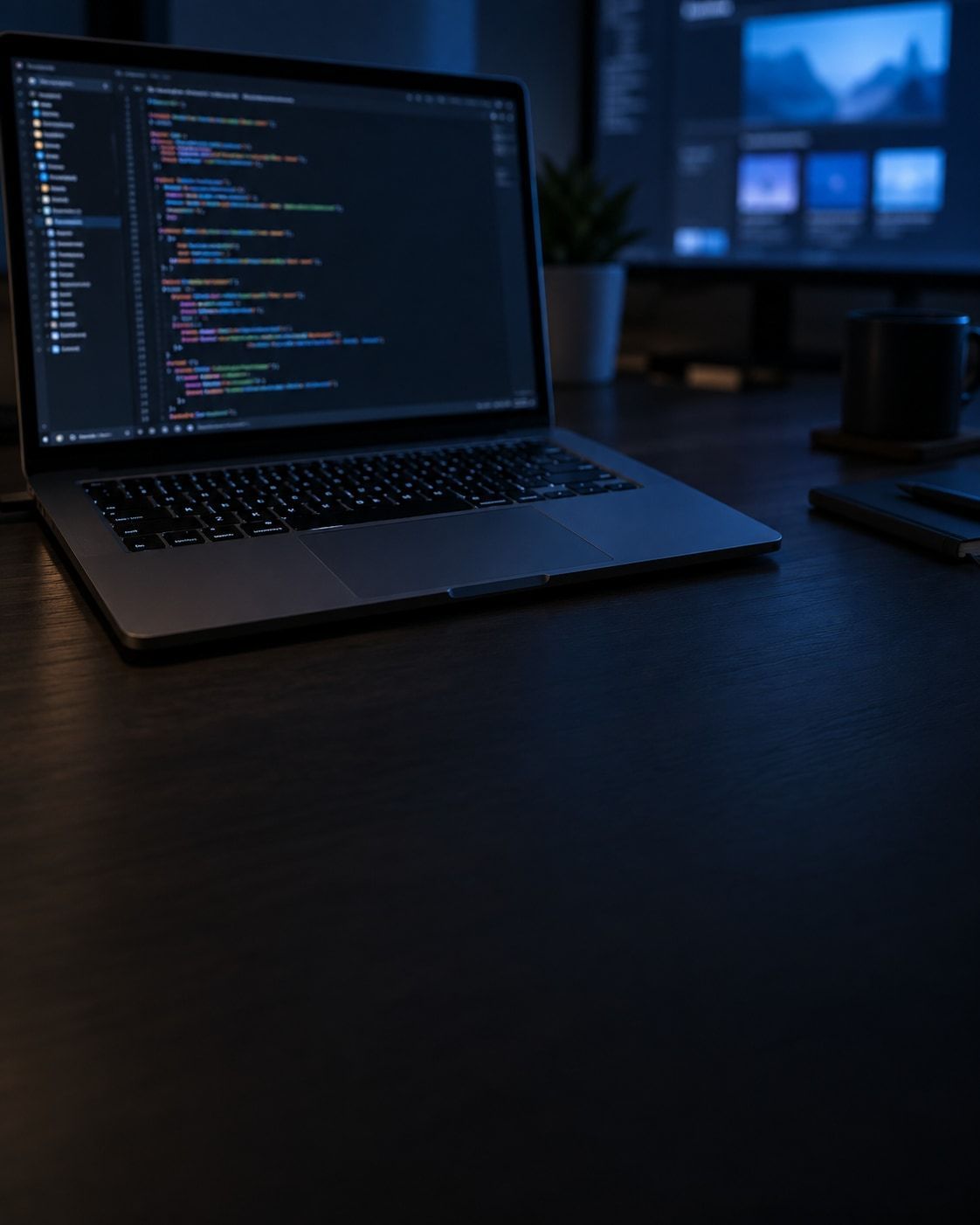 Laptop screen showing website code in a code editor